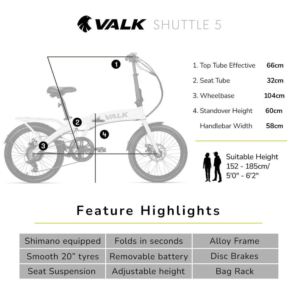 250 Watt Electric Folding Bike | White