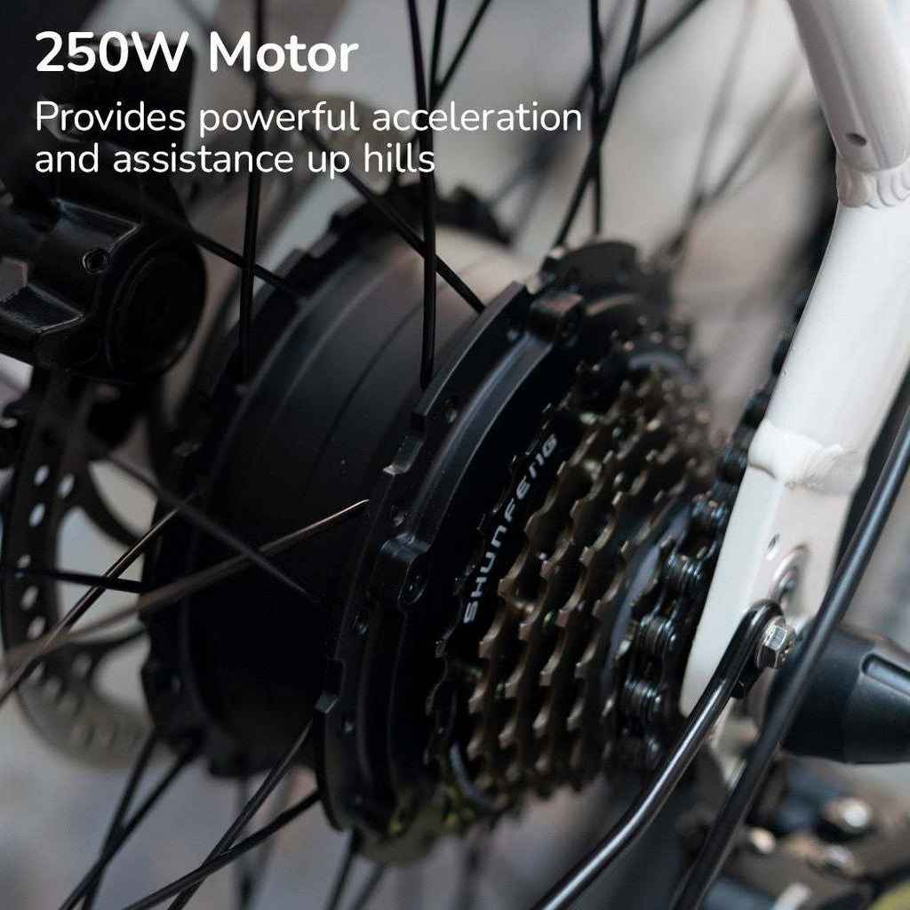 250 Watt Electric Folding Bike | White