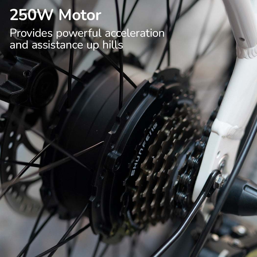 250 Watt Electric Folding Bike | White