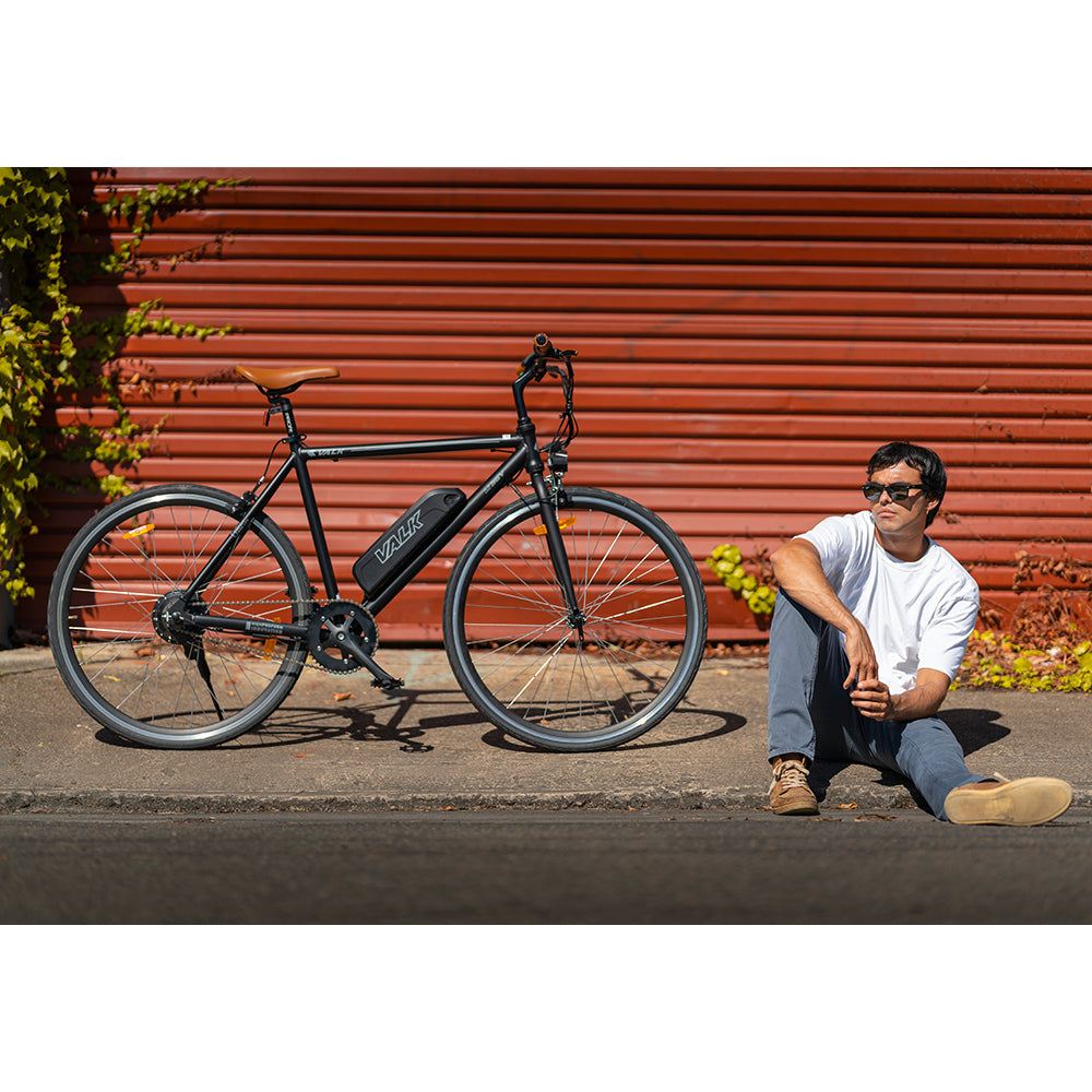 250W Fixie eBike with Saddle Bag | Black