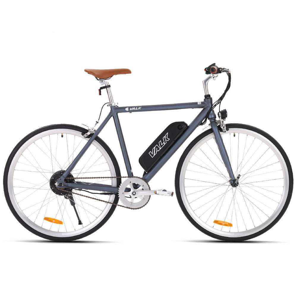 250W Fixed Gear Electric Bike with Saddle Bag | Matte Gunmetal