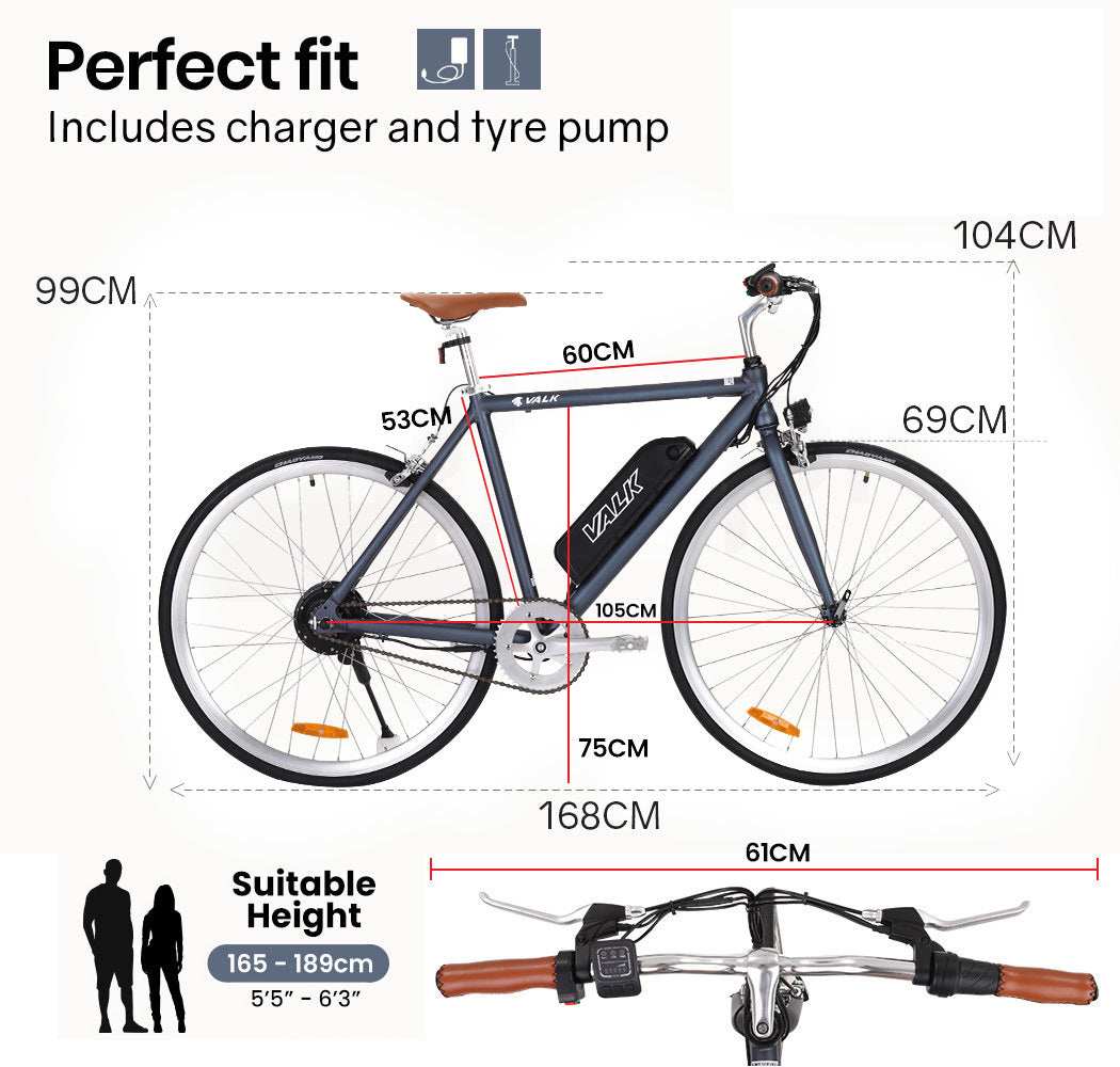 250W Fixed Gear Electric Bike with Saddle Bag | Matte Gunmetal