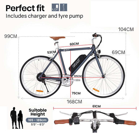 250W Fixed Gear Electric Bike with Saddle Bag | Matte Gunmetal