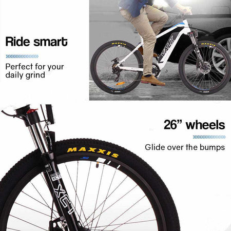 250W Hydraulic Disc Brakes Electric MTB, 26Inch | White