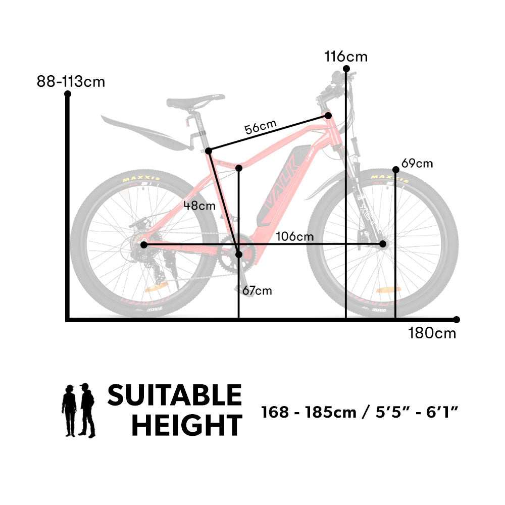 27.5Inch Mountain eBike with 7 Speed, 250W | Red