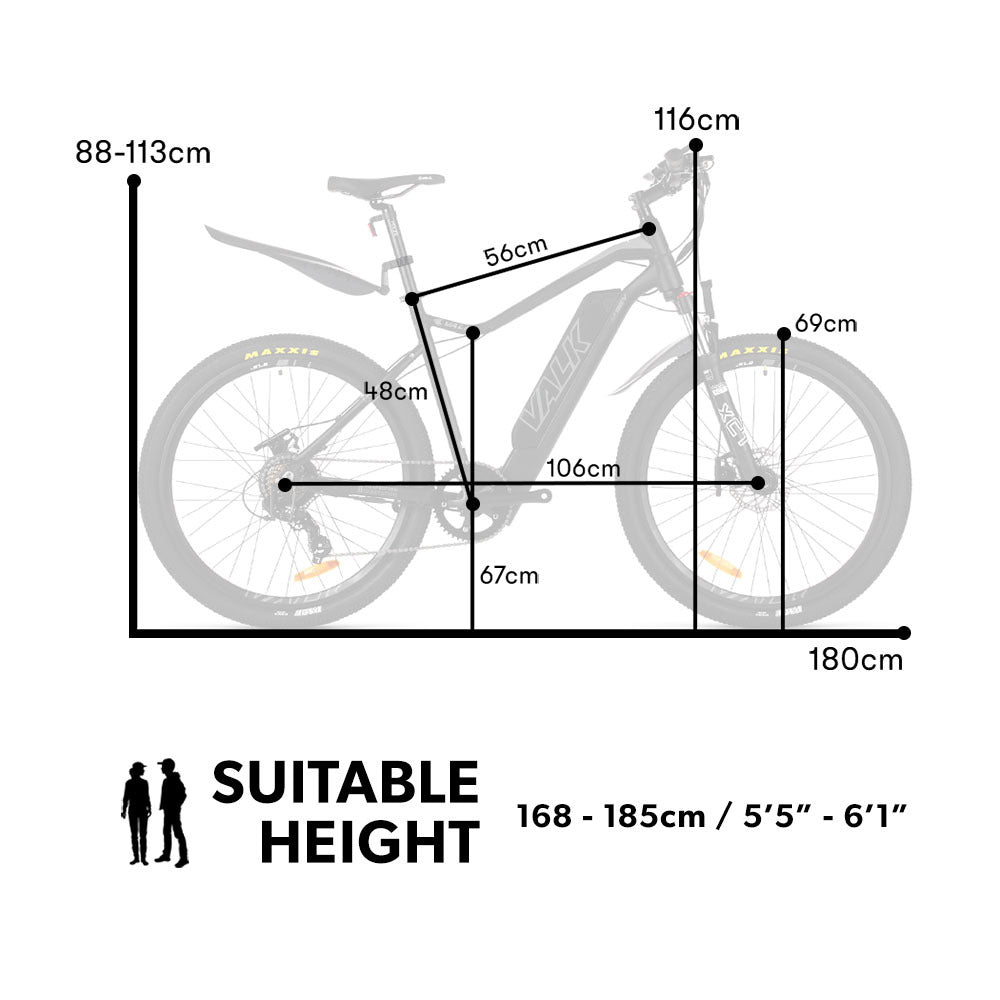 VALK Electric Bike eBike Motorized Bicycle Mountain Battery eMTB 36V 250W 27.5Inch-BicycleLab.com.au