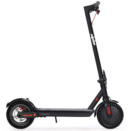 ALPHA Urban 8 electric scooter in black with 25km range, 8.5-inch wheels, brushless motor, and suspension for adults