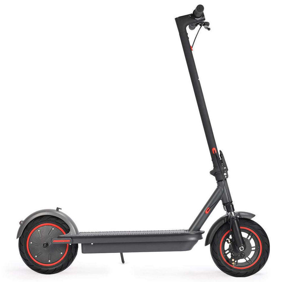 Grey ALPHA Urban 10 electric scooter with 400W motor, 35km range, 10-inch airless tyres, and backlit LED display
