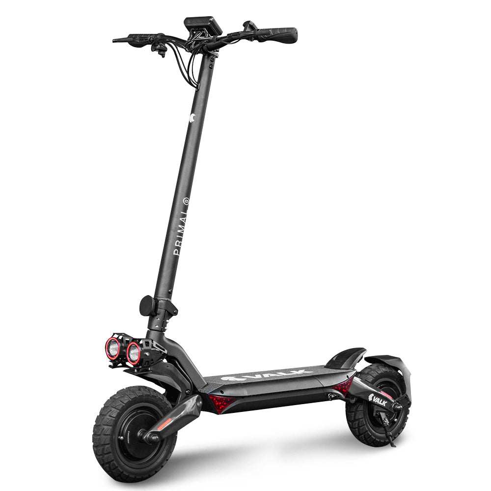 Black Valk Primal 9 Electric Scooter with dual 1600W motors and LED lights for extreme hill climbing