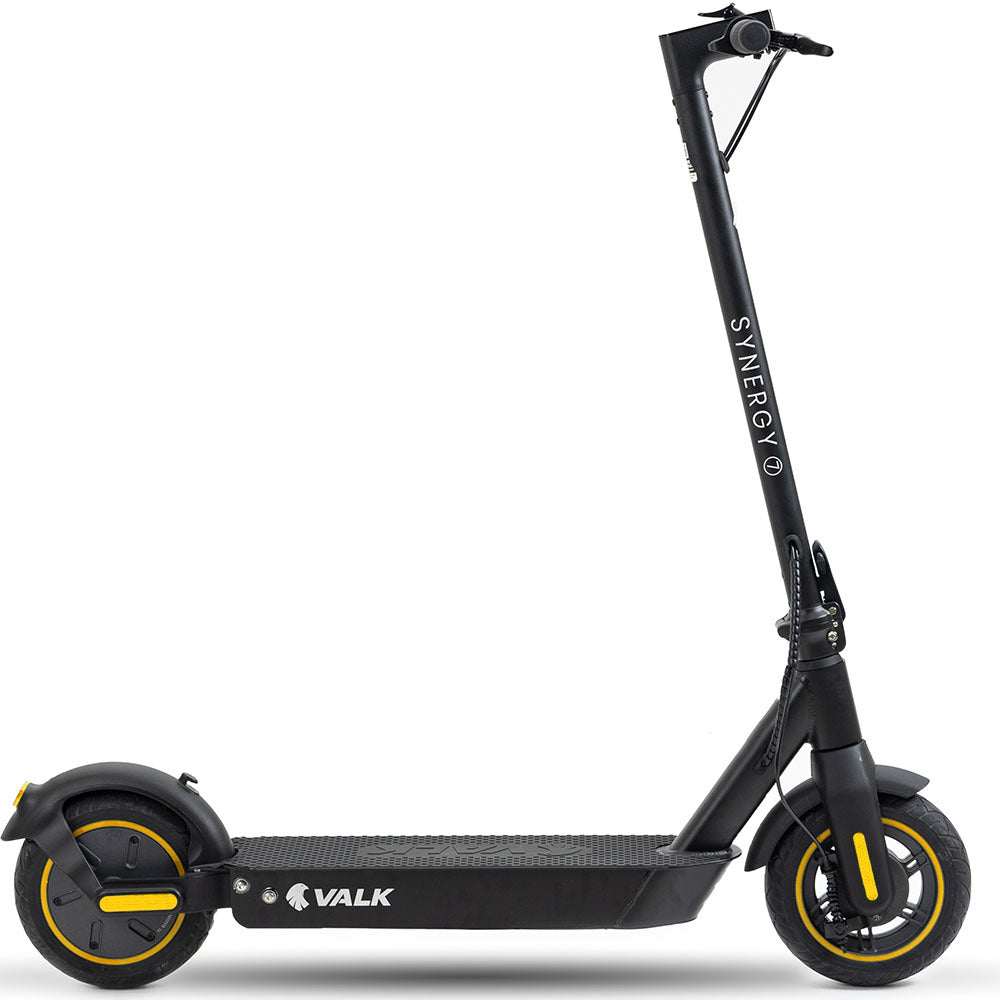 VALK Synergy 7 MkII black and yellow electric scooter with 500W motor and 15Ah battery