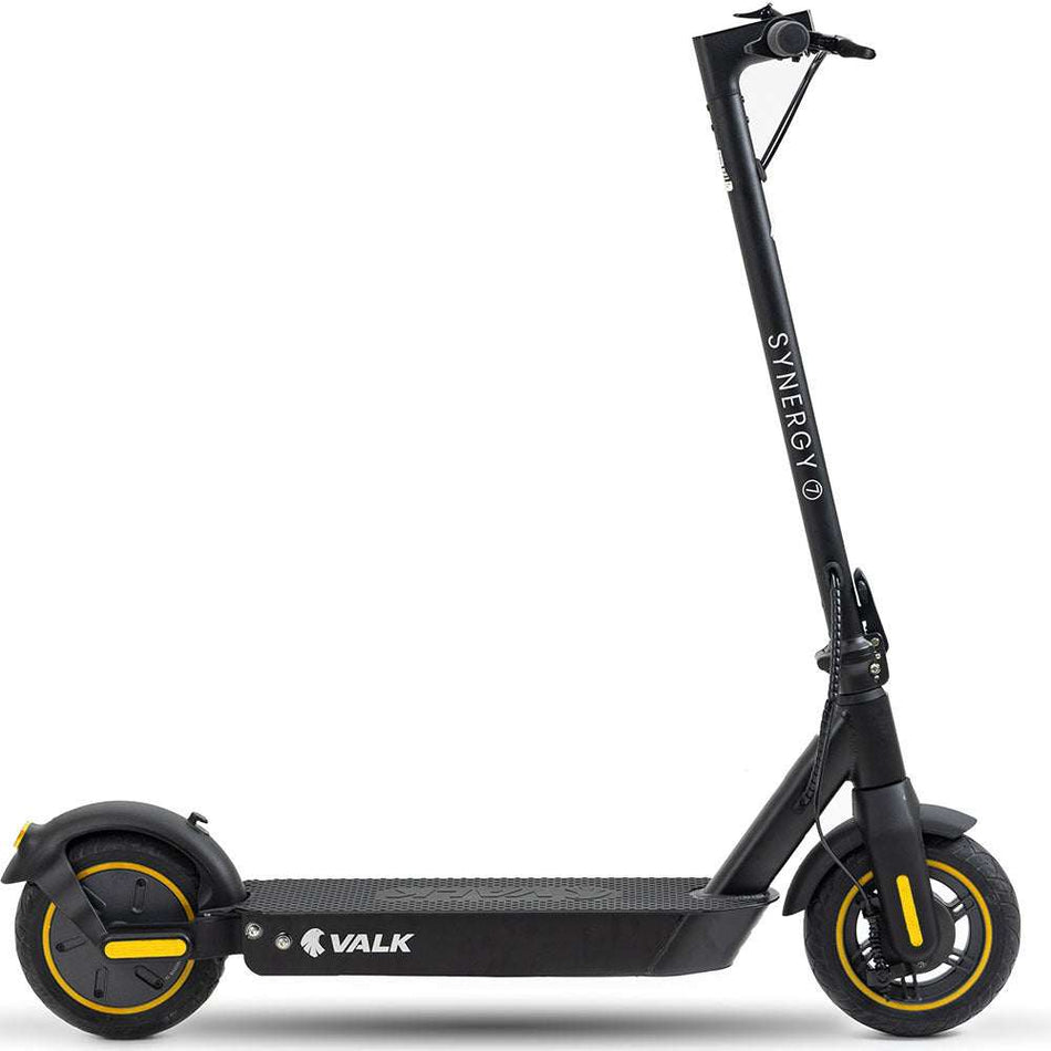 VALK Synergy 7 MkII black and yellow electric scooter with 500W motor and 15Ah battery