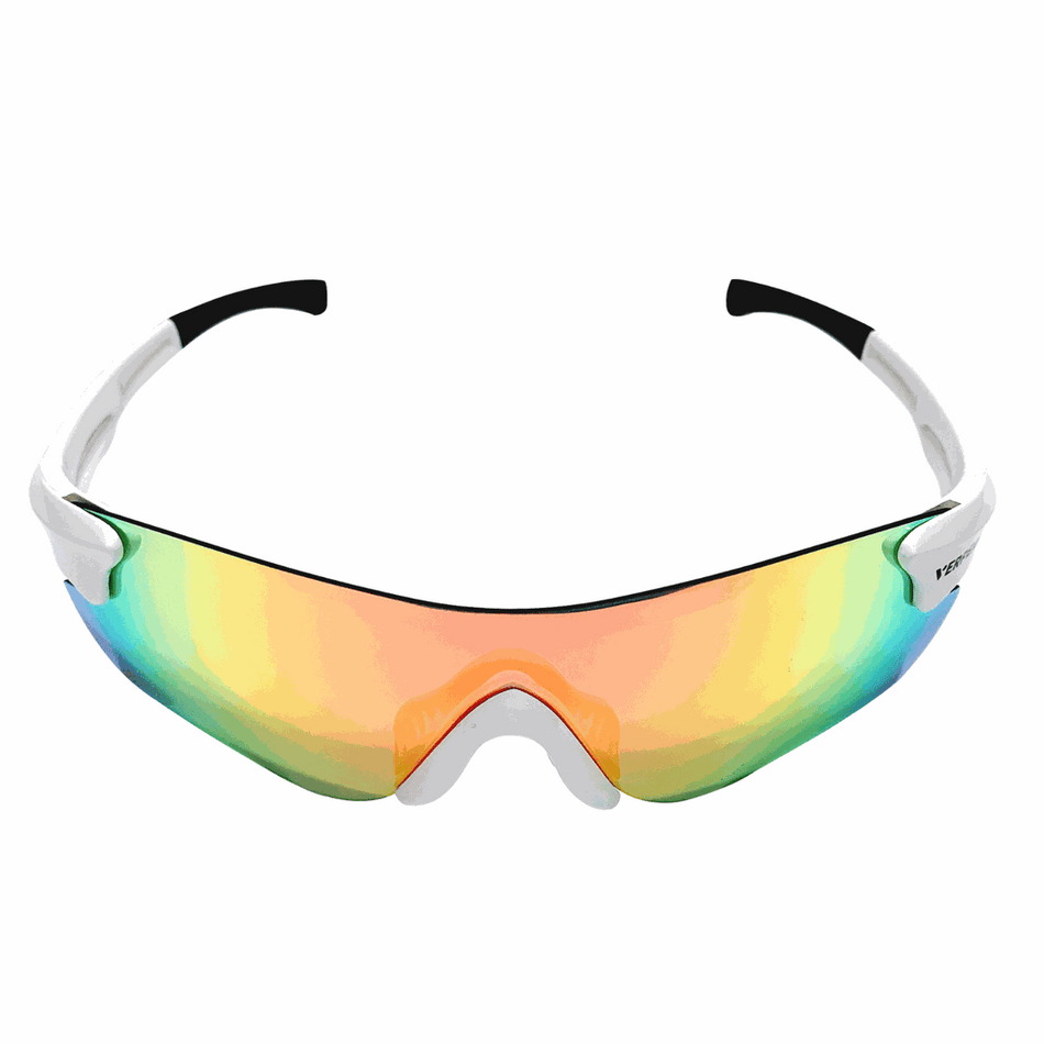 Polarised Bike Riding Sunglasses | White Frame with Black End Tip