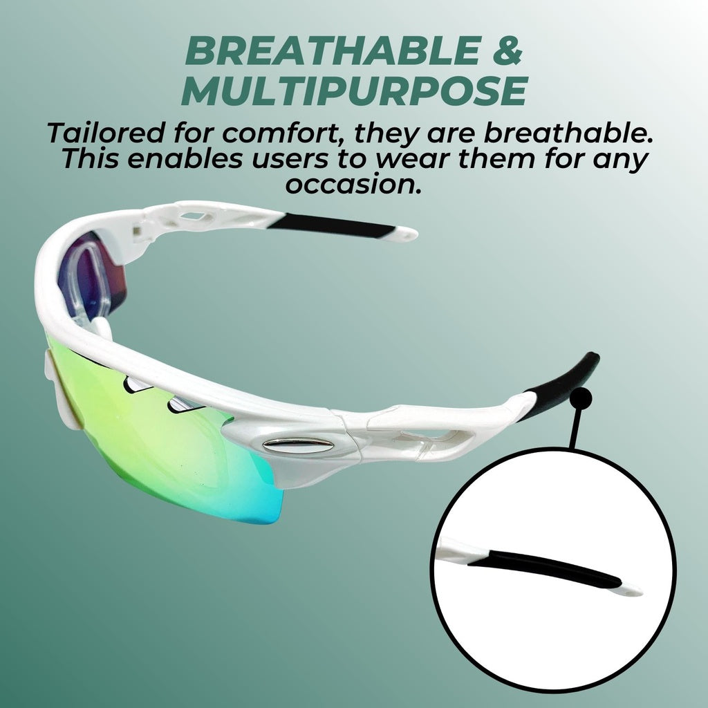 Verpeak Sport Sunglasses Type 2 (White frame with black end tip)-BicycleLab.com.au