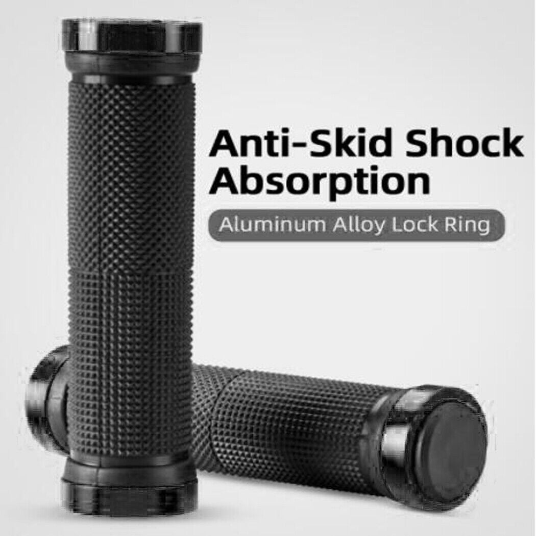 Bike Handlebar Grips MTB Mountain BMX Bike Bicycle Soft BLACK Fixed Double Lock Screw Tight Grips - Easy Fit - Rockbros-BicycleLab.com.au