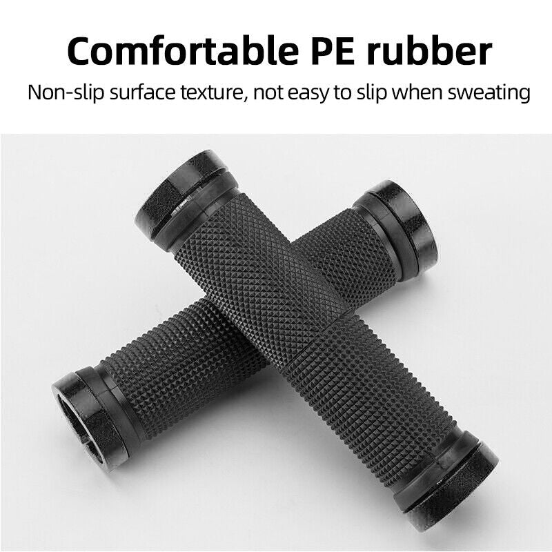 Bike Handlebar Grips MTB Mountain BMX Bike Bicycle Soft BLACK Fixed Double Lock Screw Tight Grips - Easy Fit - Rockbros-BicycleLab.com.au