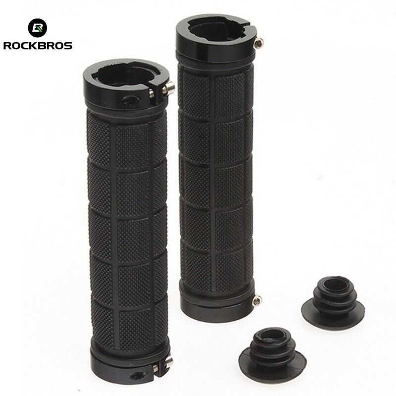 Rubber Bike Handle Grips, Double Lock Screw Tight | Black