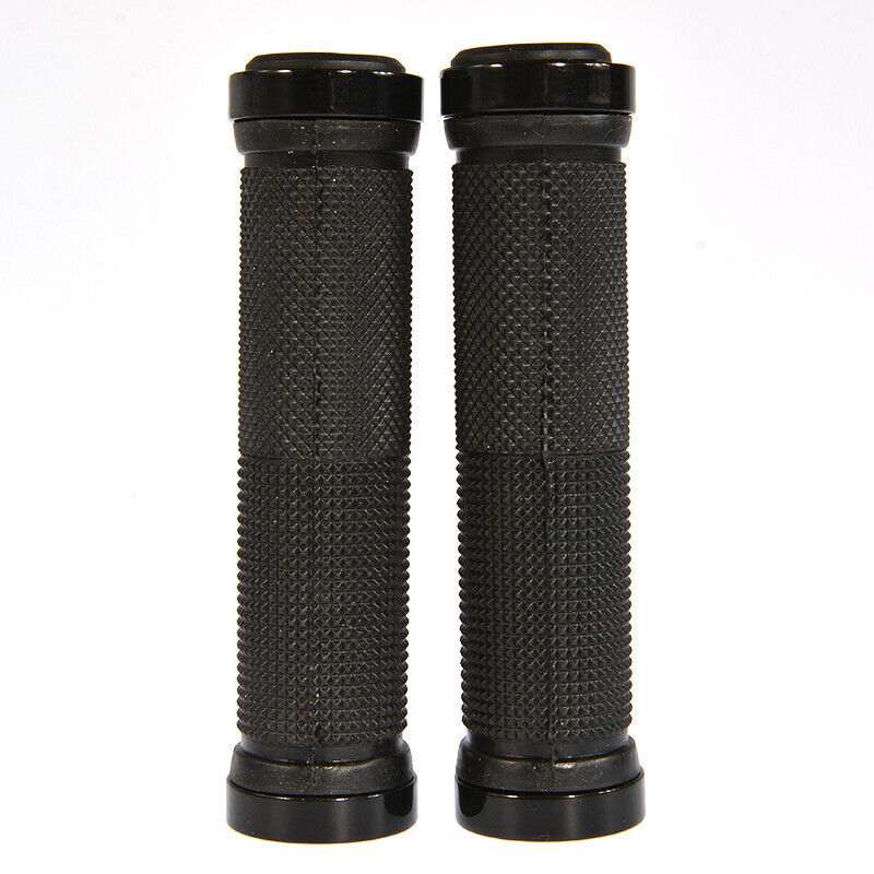 Rubber Bike Handle Grips, Double Lock Screw Tight | Black