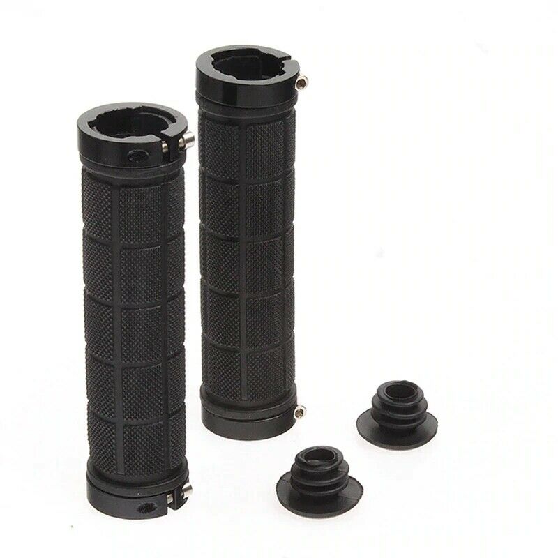 Bike Handlebar Grips MTB Mountain BMX Bike Bicycle Soft BLACK Fixed Double Lock Screw Tight Grips - Easy Fit - Rockbros-BicycleLab.com.au