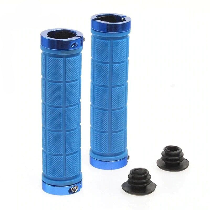 Bike Handlebar Grips MTB Mountain BMX Bike Bicycle Soft BLUE Fixed Double Lock Screw Tight Grips - Easy Fit - Rockbros-BicycleLab.com.au