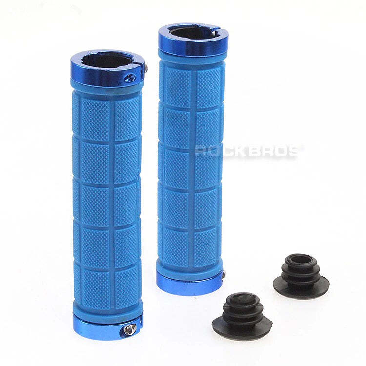 Bike Handlebar Grips MTB Mountain BMX Bike Bicycle Soft BLUE Fixed Double Lock Screw Tight Grips - Easy Fit - Rockbros-BicycleLab.com.au