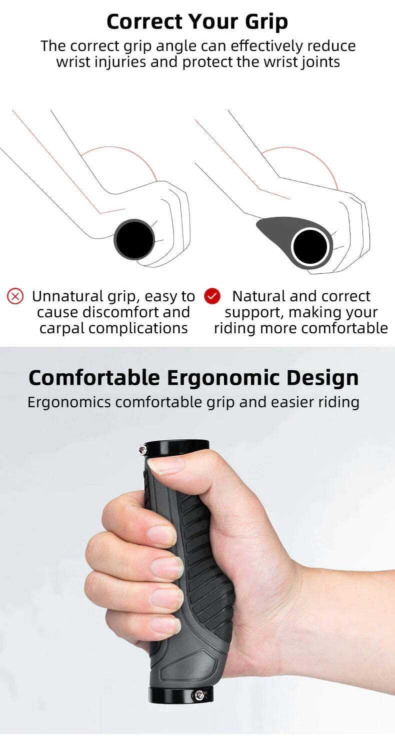 Bicycle Grips MTB Road Bike Double Lock Rubber Handlebar Grips Anti-Sl