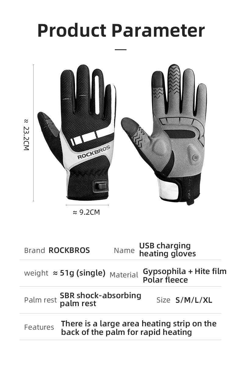 Breathable Heated Bicycle Gloves | XLarge