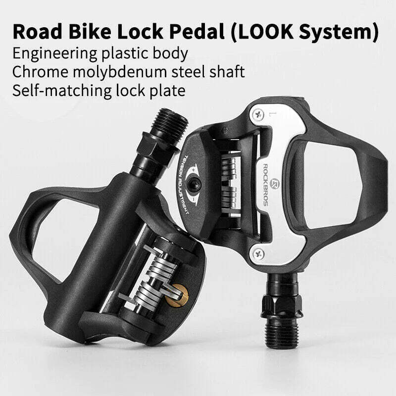 Self Lock Clip In Bike Pedals LOOK KEO Cleat MTB Road 700C Hybrid BMX - Rockbros Black-BicycleLab.com.au