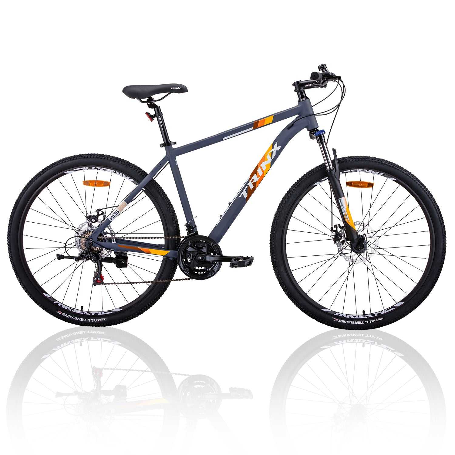 High-Performance 21 Speed Mountain Bike | Grey/Orange