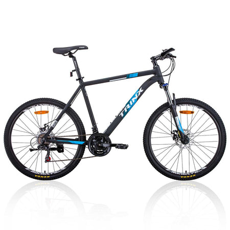 26 inch Mens Aluminium Mountain Bike | Matt Black White/Blue