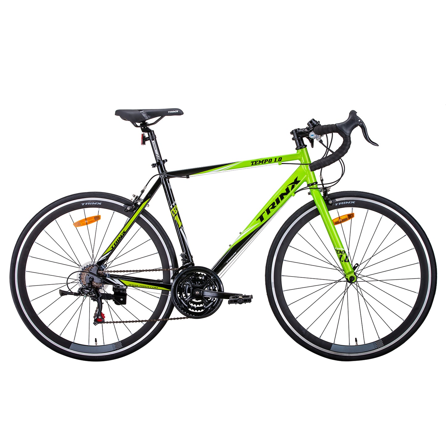 Trinx 700C Road Bike TEMPO1.0 Shimano 21 Speed Racing Bicycle 59cm Black/Green-BicycleLab.com.au