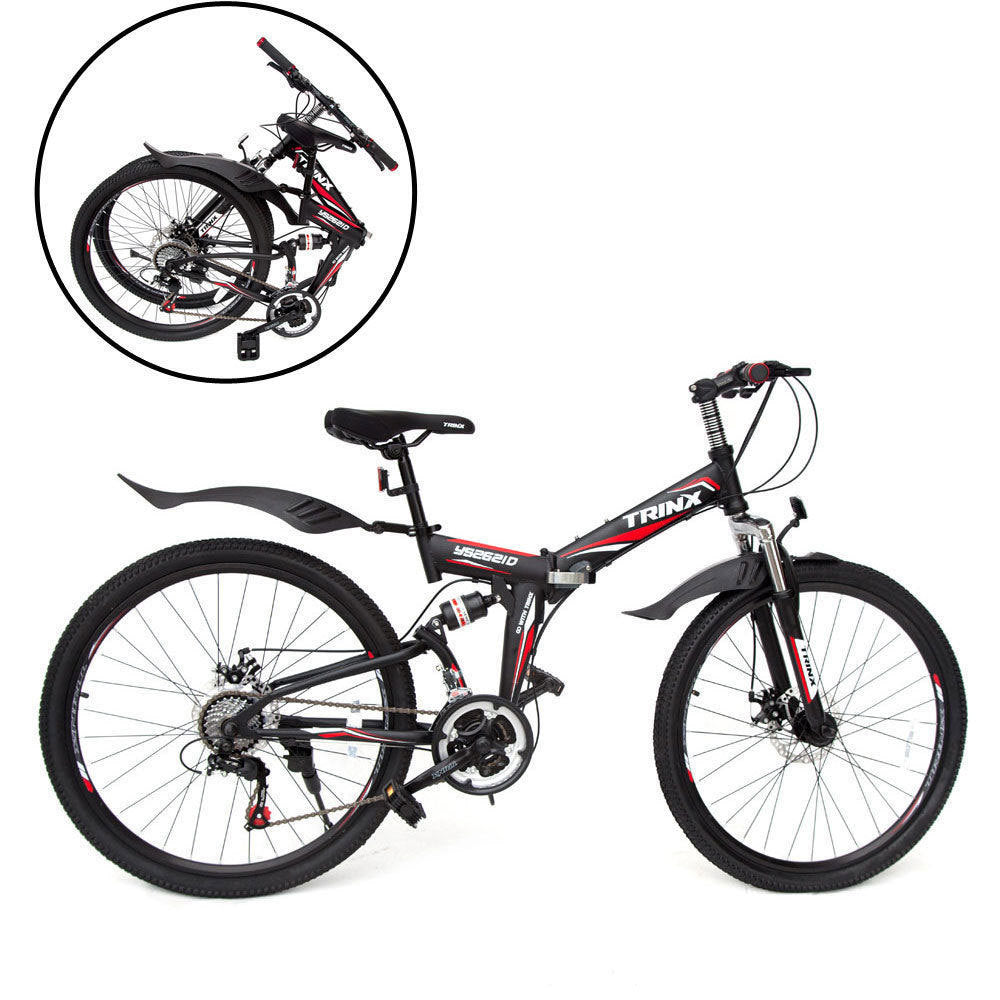 26 Folding Mountain Bicycle 21 Speed Shimano Foldable Bike Black Color-BicycleLab.com.au