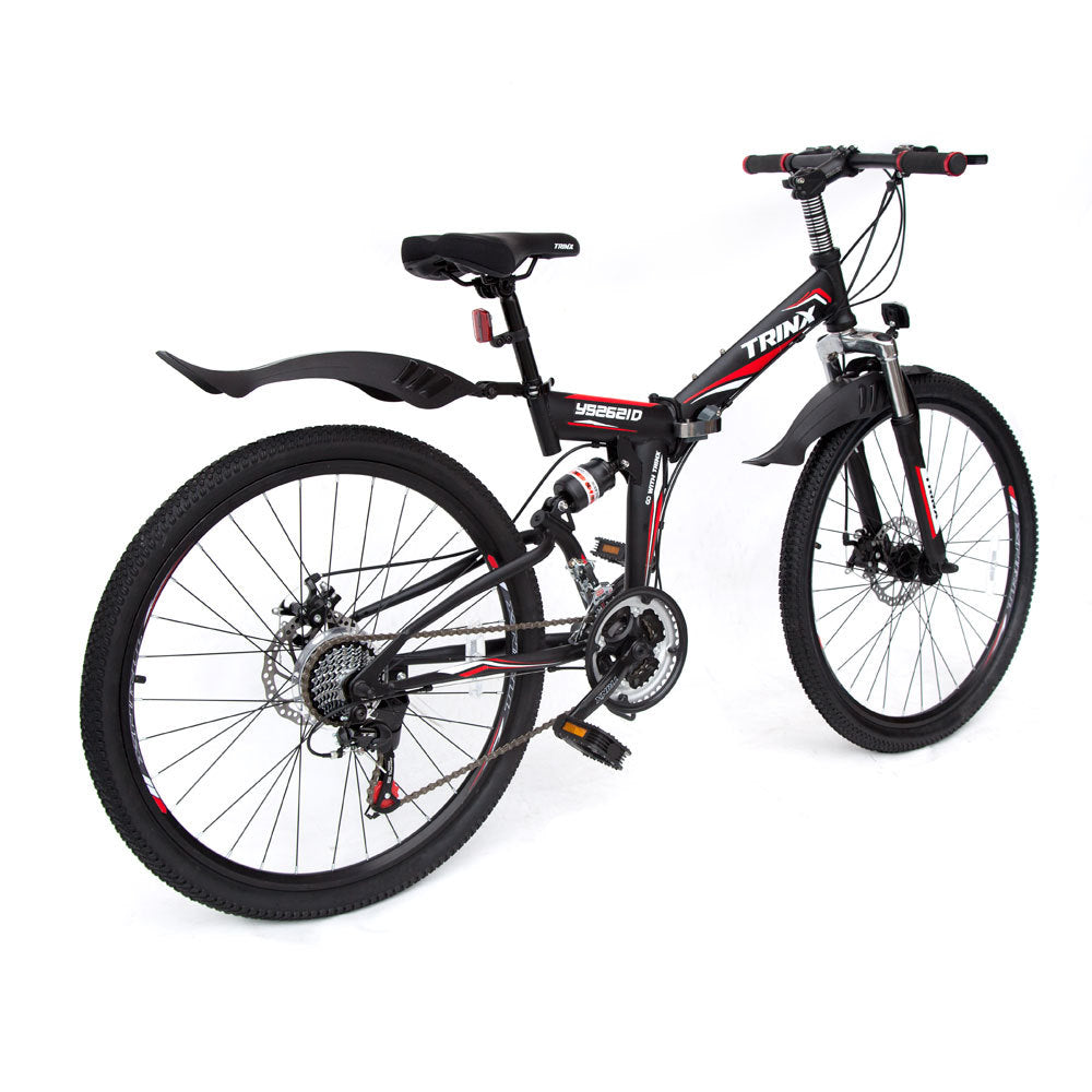 26 Folding Mountain Bicycle 21 Speed Shimano Foldable Bike Black Color-BicycleLab.com.au