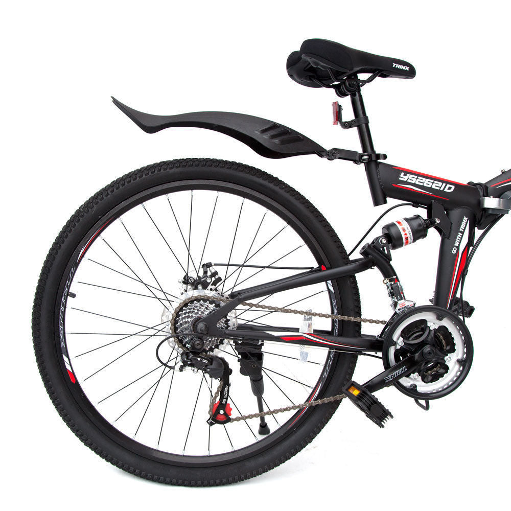 26 Folding Mountain Bicycle 21 Speed Shimano Foldable Bike Black Color-BicycleLab.com.au