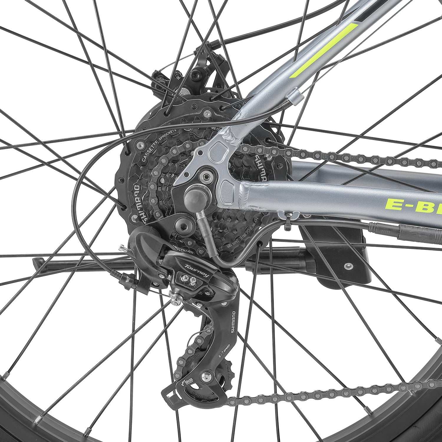 Lightweight 26 Inch Electric Fat Tyre Bike with 8 Speed | Slate