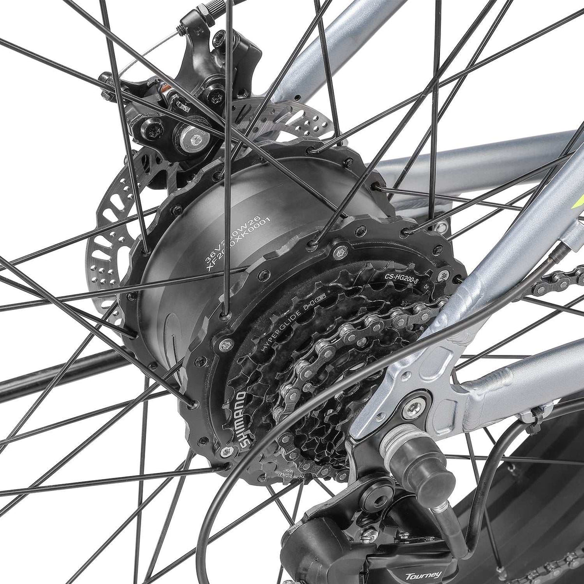 Lightweight 26 Inch Electric Fat Tyre Bike with 8 Speed | Slate