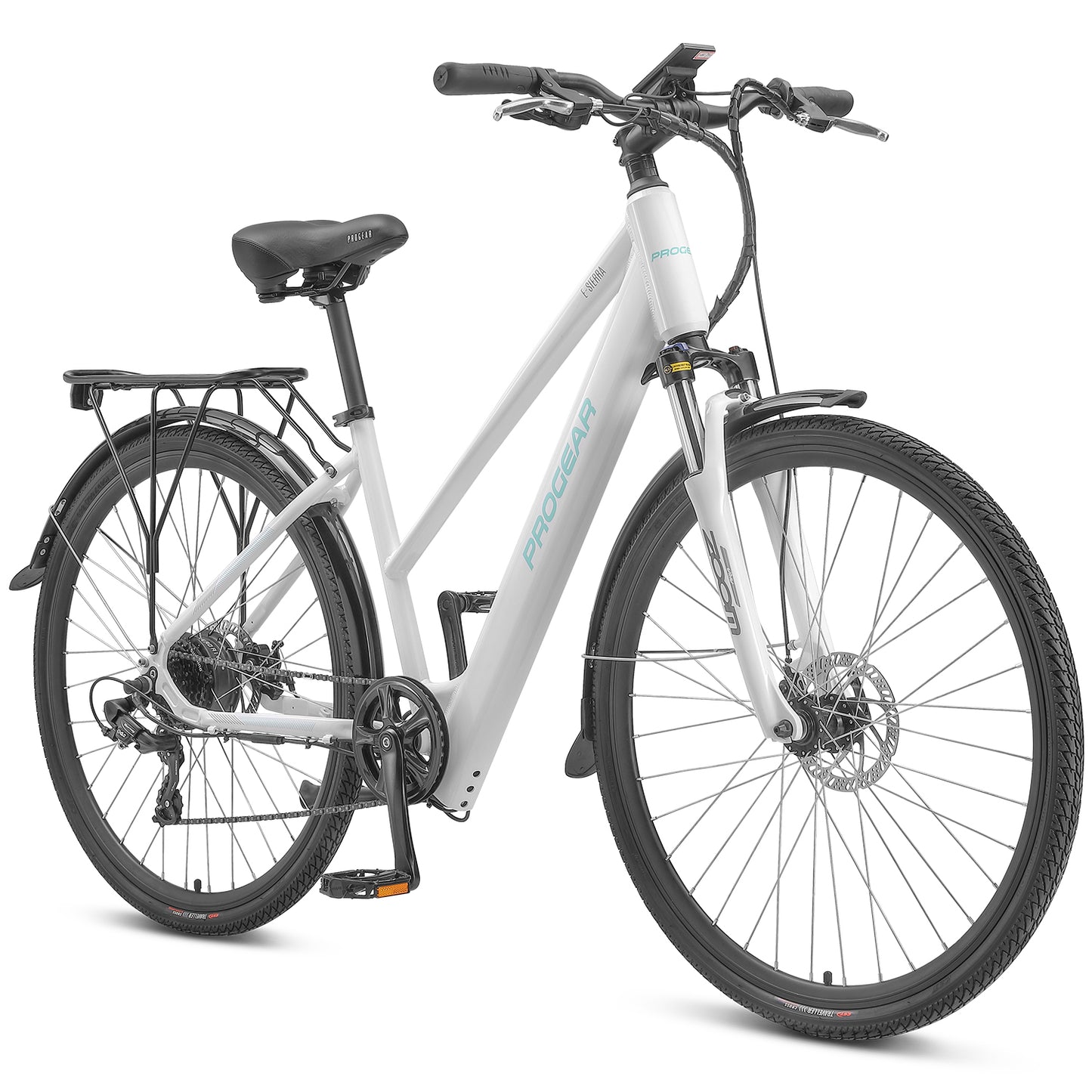 Progear Bikes E-Sierra Hybrid E-Bike Ladies 700c*17 in Whisper White"-BicycleLab.com.au