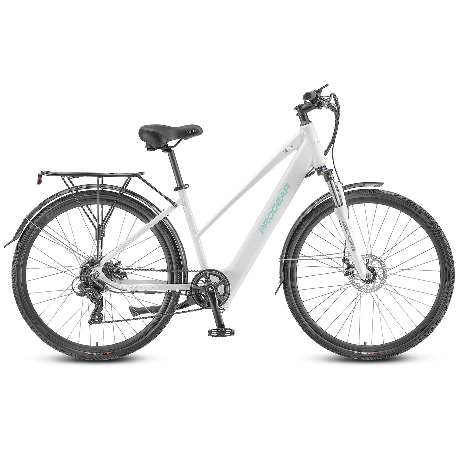 Progear Bikes E-Sierra Hybrid E-Bike Ladies 700c*17 in Whisper White"-BicycleLab.com.au