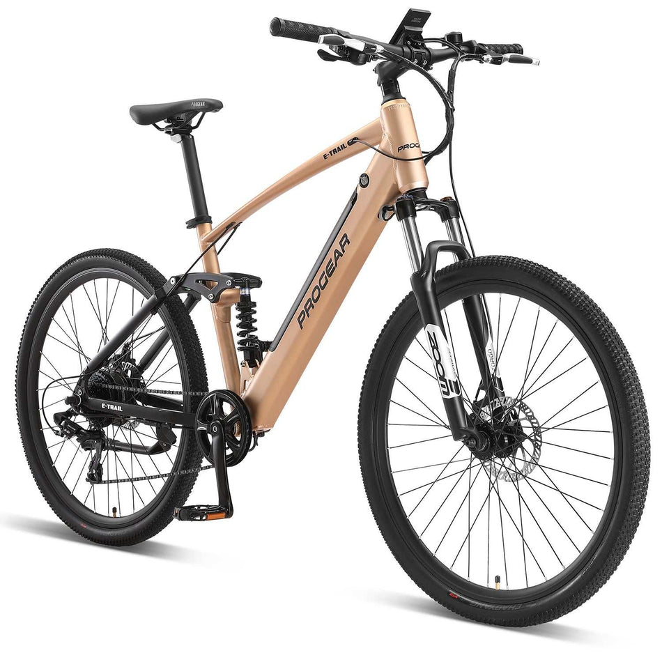 Progear Bikes E-Trail Dual Suspension E-Bike 27.5*18 in Sandstorm"