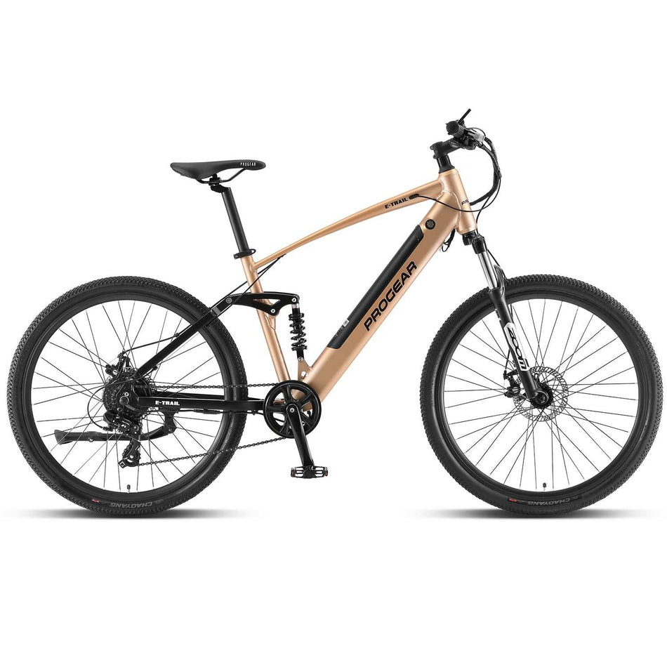 Progear Bikes E-Trail Dual Suspension E-Bike 27.5*18 in Sandstorm"
