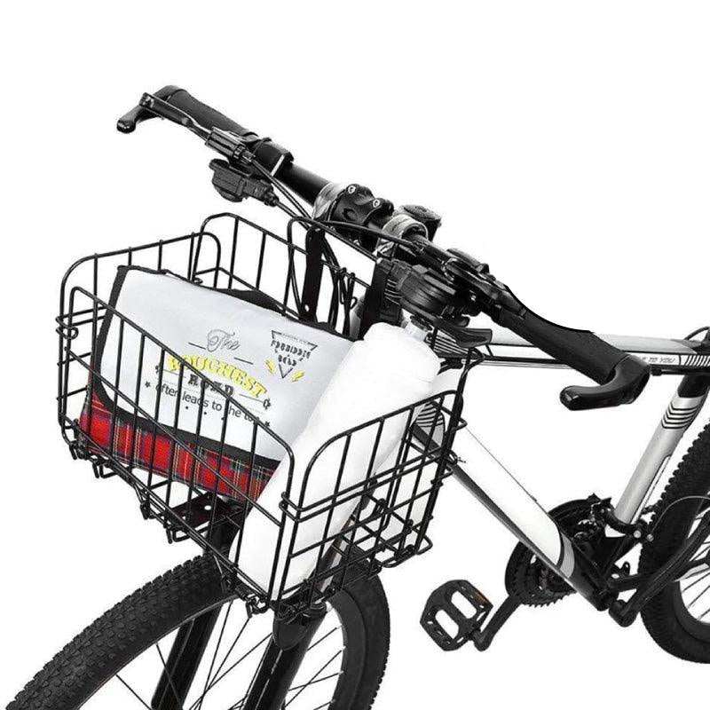Silver foldable metal bicycle basket for front and rear bike storage rack