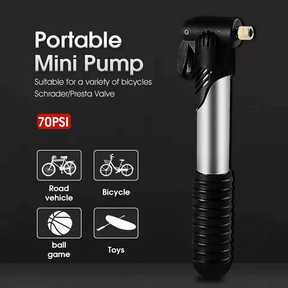 Aluminium Mini Bicycle Air Pump Bike Hand Ball Inflator Portable Cycling Tyre