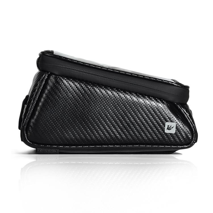 Waterproof Bike Handlebar Bag With Phone Holder - Carbon Fiber Black