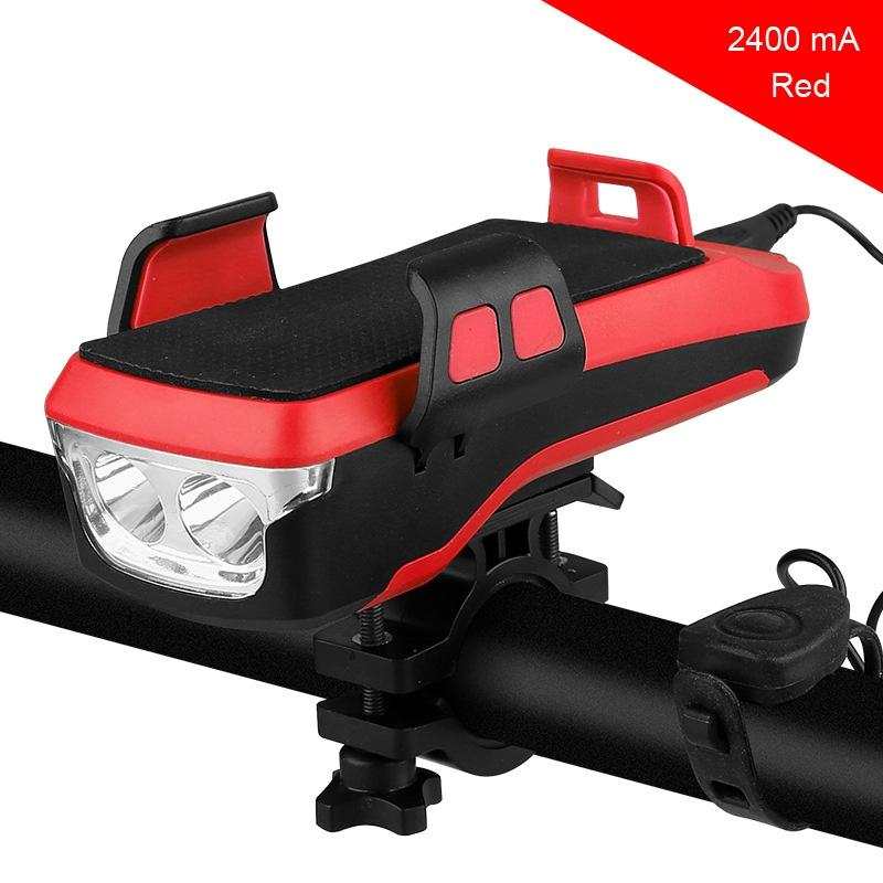 Rechargeable Bike Light With Horn & Holder - Black