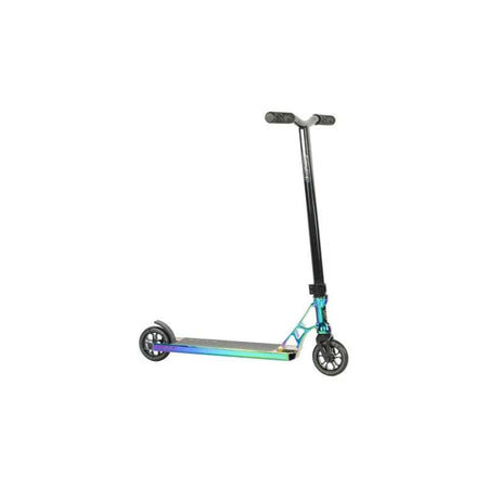Grit Elite XM Neochrome stunt scooter with alloy fork and multispoke wheels