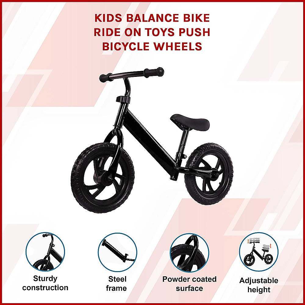 Kids Lightweight Balance Push Bike | Black