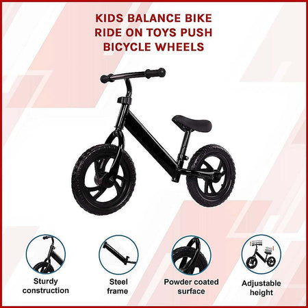 Kids Lightweight Balance Push Bike | Black
