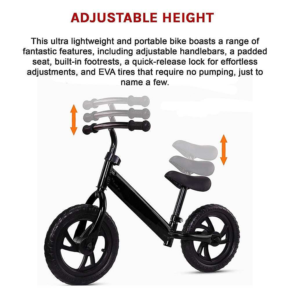 Kids Lightweight Balance Push Bike | Black