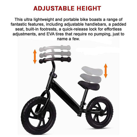 Kids Lightweight Balance Push Bike | Black