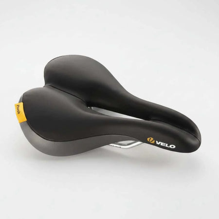 Velo Plush Pump OM lightweight touring bike saddle with cut-out design and soft padding
