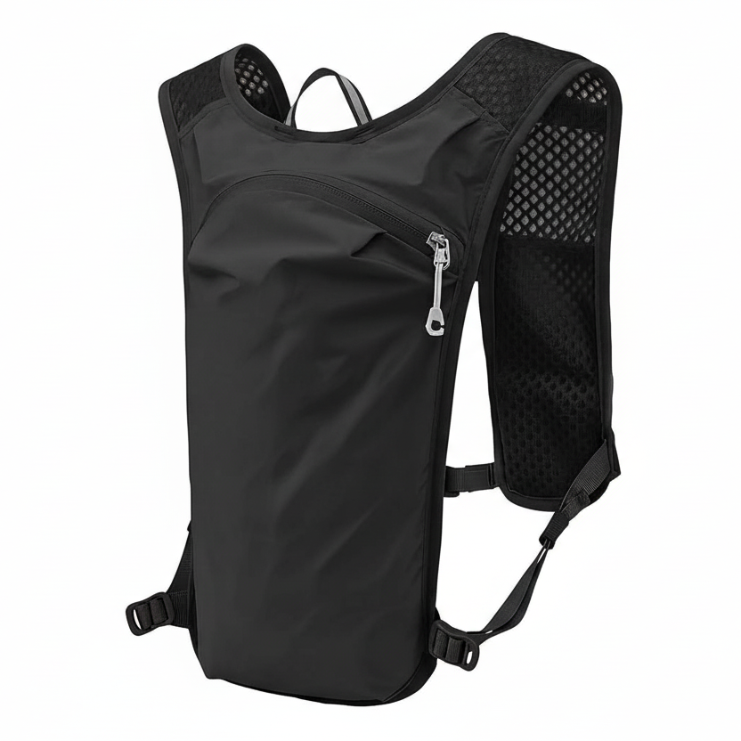 Black Lightweight Hydration Vest Pack - Breathable Running & Cycling Backpack